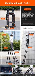 Escada Telescópica Doméstica Reforçada Padrão Alemão de Liga de Magnésio e Alumínio Multifuncional - Fornecimento Direto do Fabricante - Product Image 6