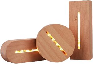 DIY Custom Modern Wood <b>Night</b> <b>Light</b> Base 3D LED Lamp with Dimmable USB Interface Acrylic Design Warm White <b>Light</b> - Product Image 3
