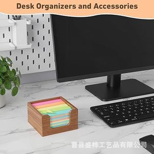 Wooden Memo Box Desktop Storage Organizer Natural <b>Wood</b> Polished Edges Non Slip Base Office <b>Desk</b> Stationery Holder - Product Image 3