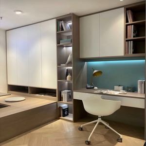 पूरे घर को अनुकूलित आधुनिक शैली लकड़ी के बेडरूम सेट भंडारण पर्यावरण के अनुकूल तमामी बेड के लिए वार्डरोब - Product Image 4