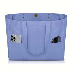 กระเป๋าผ้าแคนวาส - กระเป๋าอเนกประสงค์พร้อมช่องด้านหน้า 2 ช่องและช่องใส่แล็ปท็อป กระเป๋าสำหรับใช้งานทุกวันแบบทนทาน - Product Image 5