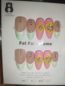 <span class=keywords><strong>Uñas</strong></span> FeiFei Hechas a Mano, 10 Piezas, Estilo Francés, <span class=keywords><strong>Stiletto</strong></span> con Flores Talladas, <span class=keywords><strong>Uñas</strong></span> Postizas Acrílicas de Cobertura Completa, Pre-Diseñadas - Product Image 6