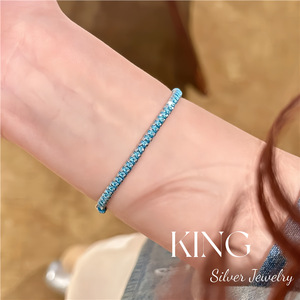 KING Silver Jewelry Blue <b>Braided</b> <b>Cord</b> Bracelet S925 Sterling Silver Plated Women's Fashion Gift - Product Image 5
