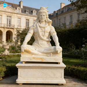 हस्तनिर्मित डिजाइन आउटडोर बड़े संगमरमर भगवान शिव और भारतीय बुद्ध प्रतिमा उद्यान और विला के उपयोग के लिए - Product Image 5