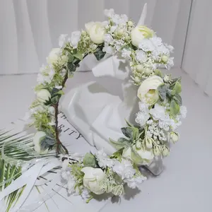 शादी के बाल सहायक उपकरण के लिए फूलों का मुकुट, दुल्हन, महिलाओं, लड़कियों के लिए शादी का मुकुट, फ्लोरल हेडबैंड हेयरबैंड महोत्सव