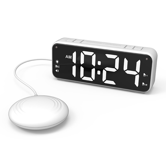 Super Loud Wake up Vibrator Digital Alarm Clock with Bed Shaker for Heavy Sleepers Hearing Impaired Deaf Teens
