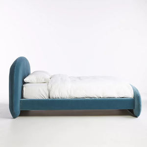 Italian Simple Villa Fabric Velvet Bedroom Double Bed Home Hotel Customized 1.8/2.0 Queen King Size Soft Backrest Bed <strong>Furniture</strong> - Product Image 6