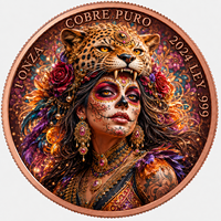 Ensemble de pièces de monnaie en cuivre 9 designs Jour des Morts - Médaille en cuivre pur .999 de 1 once, Badge Crâne Dia De Los Muertos, Décoration et cadeau pour les fêtes