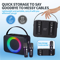 Micrófono de Karaoke Inalámbrico Dual con Bluetooth, Luz RGB, Recargable, Reproducción USB/SD, Altavoz Portátil de Plástico para Cantar en Casa o al Aire Libre
