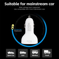 Chargeur de voiture à double port adaptatif 60W GaN Tech PD3.0 QC Type-C Type-A avec indicateur LED pour ordinateur portable, téléphone, tablette, directement de l'usine