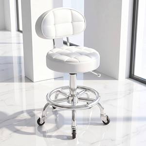 Silla de Esteticista Resistente con Reposapiés, Tapizada en Cuero PU Negro, Giratoria Hidráulica, para Tatuajes, Maquillaje, Clínica Dental, Spa, Laboratorio - Product Image 2