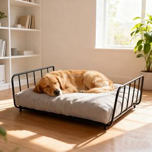 Modernes Luxus-Haustier bett Metallrahmen Abnehmbares Sofa für Hunde Katzen Mode Klassischer Stil Weiches Plüsch material Tier muster Karton - Product Image 4