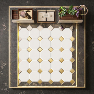 Mosaïque de carreaux en verre TCE, bande de mosaïque Smalti, carreaux pour l'intérieur de la villa, mur de la cuisine, crédence, revêtement de sol, parquet blanc, The Craft Exim 87uy - Product Image 3