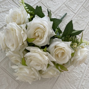 BF-RS37 <span class=keywords><strong>Rose</strong></span> d'angolo in seta dorata fatte a mano con 12 teste, fiori artificiali in tessuto spazzolato, decorazione per la casa, hotel, ornamento di San Valentino, lunghi - Product Image 2