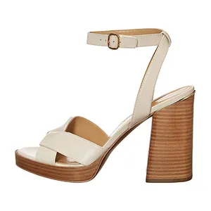 Wooden-patterned Chunky Platform One-word Buckle Women's Shoes High-heeled Retro Flat Head Sandals