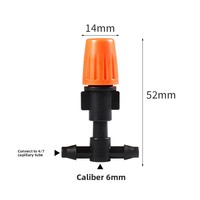 Buse d'atomisation réglable orange et noire à port unique, raccord en T à port plat 4/7 mm, pour humidification et irrigation agricole