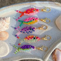 MOYAMIYA Breloques Poissons Colorés Faits Main en Perles 3D et Cuivre, Pendentif Océan DIY, Bijoux de Plage Décontractés Sportifs Unisexe MGC-FISH