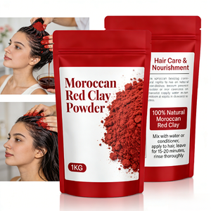 Poudre d'argile rouge <span class=keywords><strong>marocaine</strong></span> pure, produit naturel pour les soins capillaires, masque capillaire en poudre pour nettoyage en profondeur du cuir chevelu et contrôle du sébum, vente en gros - Product Image 2