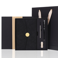 Set hadiah Jurnal Logo kustom perlengkapan kantor hadiah alat tulis promosi bisnis Set dengan USB Drive pena kulit Notebook A5