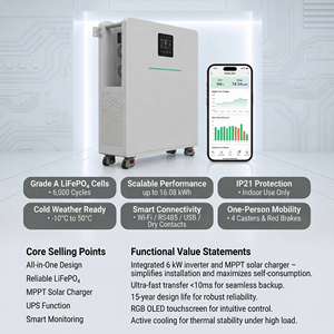 16KWH 314Ah แบบปลั๊กแอนด์เพลย์แบบแยก51.2V สำหรับบ้านแบตเตอรี่แบบครบวงจรสำหรับพลังงานสำรองพลังงานแสงอาทิตย์ในบ้านแบบยุโรป - Product Image 1