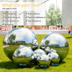 Us auf Lager 6pcs Gold aufblasbarer Spiegel Ballon Disco Ball Set Event Party Hochzeits dekor Silber Big Shiny Balls Spiegel kugel - Product Image 5