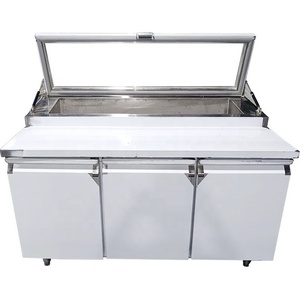Mostrador Refrigerado Comercial para Pizza, Ensaladas y Sándwiches con Tapa de Vidrio y Mesa de Preparación - Product Image 2
