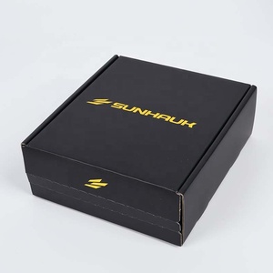 Sang Trọng Tùy Chỉnh Vàng Lá Logo Matte Hộp Giấy Màu Đen Sóng Vận Chuyển Carton Bưu Phẩm Hộp Các Tông Bưu Chính Bao Bì Hộp Mũ - Product Image 2