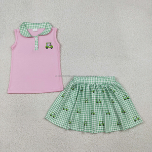 Peto de golf con tirantes para bebé niña, estampado de verano, de elastano suave/algodón orgánico, venta al por mayor, precio de fábrica, ropa para niños pequeños - Product Image 6