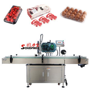 Étiqueteuse plate de surface supérieure de sacs à provisions de pot de bouteille de boîte Solidpack avec le système d'impression d'étiquettes - Product Image 1