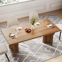 Mesa de comedor rectangular de madera con patas resistentes, mesa de comida de superficie espaciosa, mesa de comedor fácil de limpiar, muebles de comedor