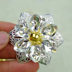 ที่คาดผมเครื่องประดับไข่มุกชุบเงินทองโลหะ3D ชุดเดรสประดับด้วยพลอยเทียมไข่มุกดอกไม้กลวง - Product Image 6