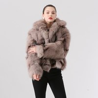 Veste en fourrure de renard naturelle de qualité YY19007, décontractée, courte, pour femmes, hiver