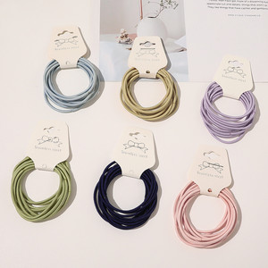 Style coréen filles couleur unie tête corde haute élastique caoutchouc bandeaux 10 pièces/ensemble Simple modèle de base cheveux cravates en gros - Product Image 4