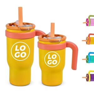 Gobelet isotherme sous vide en acier inoxydable 18/8 de 17 oz pour enfants avec poignée, couvercle à paille et base en silicone - Porte-gobelet - Product Image 2