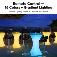Table de bar lumineuse LED RGB réglable en hauteur, étanche, pour hôtel, salon et réception de mariage, avec tabouret de bar LED