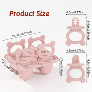 Moule à sucettes glacées et anneau de dentition en silicone pour bébé, bac à glaçons pour aliments pour bébés, pour crème glacée maison et sevrage dirigé par l'enfant Issili - Product Image 4