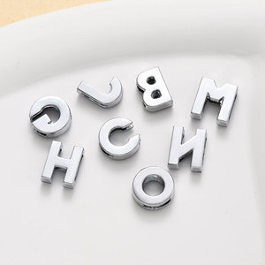 Strass 8mm argento metallo alfabeto A-Z lettere di scorrimento per collare per animali domestici collana Slide braccialetto braccialetto fai da te accessori regali - Product Image 6
