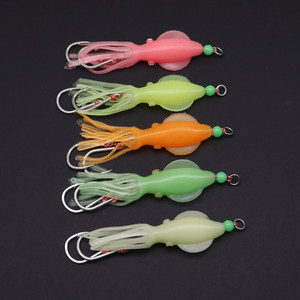 Leurre de pêche en TPE haute élasticité, lumineux aux UV, en forme de jupe de calamar, 105mm 9.4g, double hameçon, pour pêche en mer profonde, traîne en bateau, calamar, grouper - Product Image 1