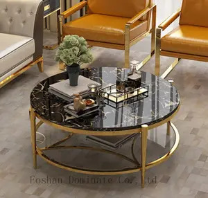 Modern Mirrored Gold Stainless Steel Base Legs Marble Top <strong>Coffee</strong> <strong>Table</strong> <strong>Table</strong> for Living Room - Product Image 1