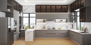 Mobili in Melamina Moderni - Design di Cucina Curato con Geometria Pulita e Opzioni di Configurazione Personalizzate - Product Image 6