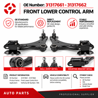 Bras de suspension inférieur avant gauche et droit 31317661 31317662 pour Volvo S60 S80 V60 V70 Pièces de suspension automobile