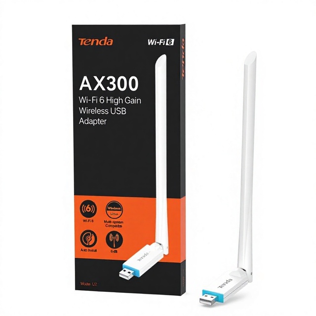 Tenda AX300 2.4GHz WiFi 6-Single-Band Adapter 286Mbps 6dBi High Gain Antenna External USB 2.0 for Windows 11/10/7 (U2) in Stock