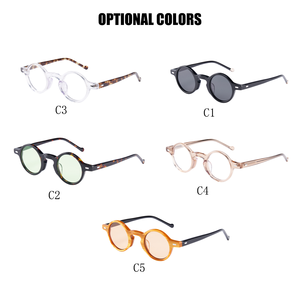 แว่นสายตาอ่านหนังสือกรอบอะซิเตทคุณภาพสูงทรงกลมเล็กสไตล์เรโทรพร้อมโลโก้สั่งทำพิเศษ ป้องกันแสงสีฟ้า สำหรับผู้ชายและผู้หญิง แฟชั่นกรอบแว่นตา - Product Image 6