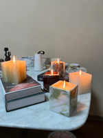 SAIDKOCC 8*8*10cm français lumière luxe marbre bougeoir plusieurs Options pour l'atmosphère et la décoration de la maison 7 couleurs