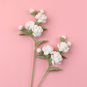 Fleur <span class=keywords><strong>de</strong></span> <span class=keywords><strong>jasmin</strong></span> éternelle en crochet fait main, branche unique, cadeau pour la Fête des Enseignants, la Saint-Valentin, la Journée des Filles, ou pour une déclaration d'amour - Product Image 2