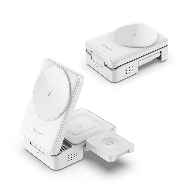 Wholesale 15W Portable Wireless Charger 3-in-1 Folding Design White Black Targeted for Earphone Usage 10W Magnetic Charging