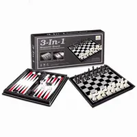 3-In-1 Schaken/Checkers Backgammon Ajedrez Educatief Spel Set Opvouwbare Reizen Schaken Magnetische Board Schaakspel Hersenen training