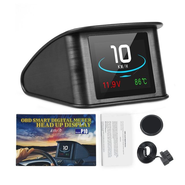 P10 Head up Display Trip On-board Computer Car Digital OBD2 Mileage OBD Driving Computer Display Speedometer Temperature Gauge