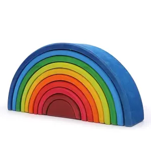 Regenboog Bouwstenen Massief Hout Montessori Stapelen Speelgoed Voor Kinderen