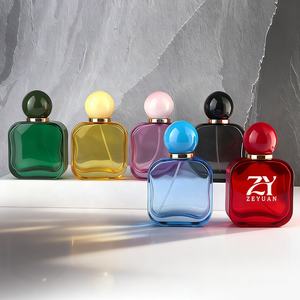 Mignon coloré 50ml carré clair vide gaufrage côté 15mm pulvérisateur à sertir bouteille de parfum en verre avec bouchon à bille - Product Image 3
